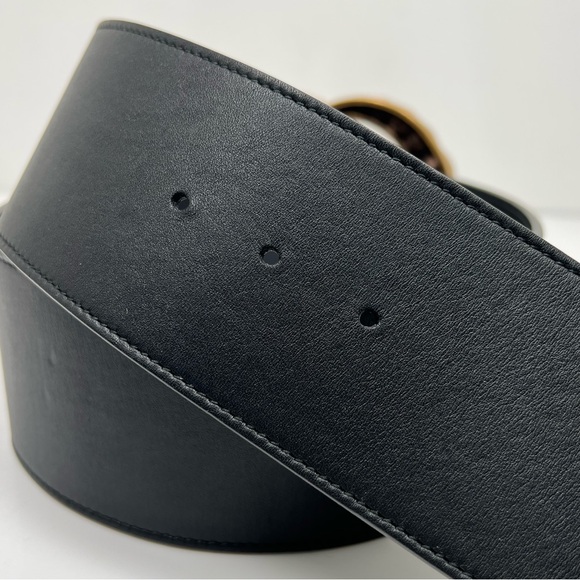 Gucci GG Faux Pearl Accent Black Wide Belt Size 95 - 38 - Picture 4 of 8